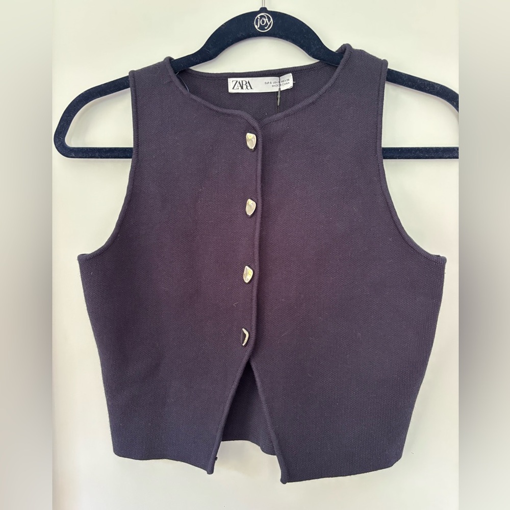 Zara button front knit vest Sz S